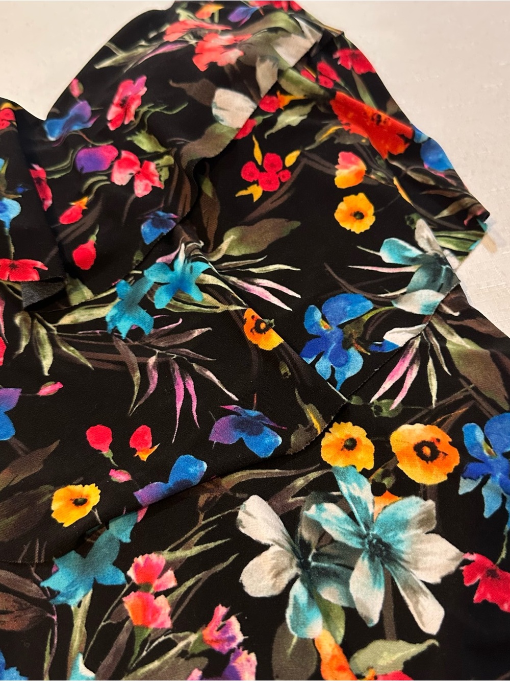 Aqua Green Floral Tankini Swim Top Medium Black Tropical Ruffle Built-In Cups - Picture 8 of 16